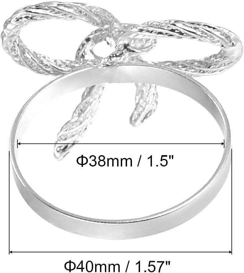 Uxcell Napkin Rings, 6 Pack 38mm ID Alloy Bow-knot Napkin Buckles, Silver Tone