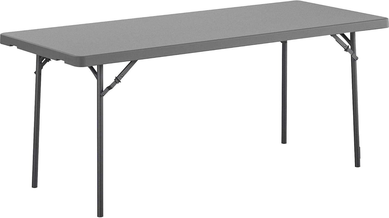 Classic Gray 72" Molded Plastic Folding Table for Outdoor & Indoor Use