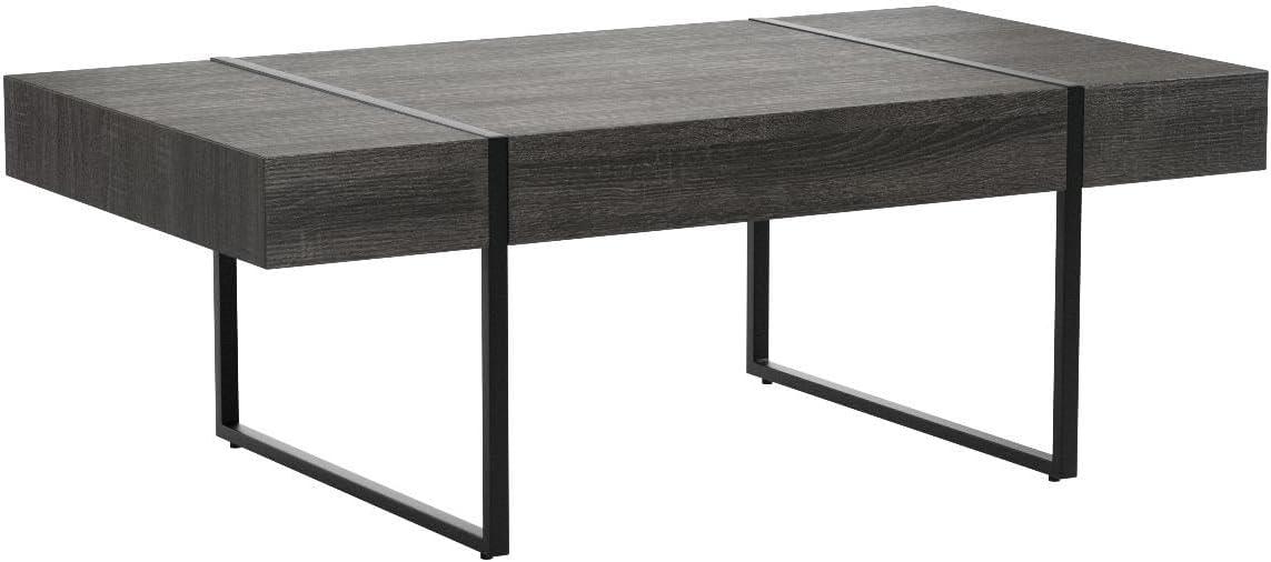 Tristan 43'' Black Wood and Metal Transitional Coffee Table