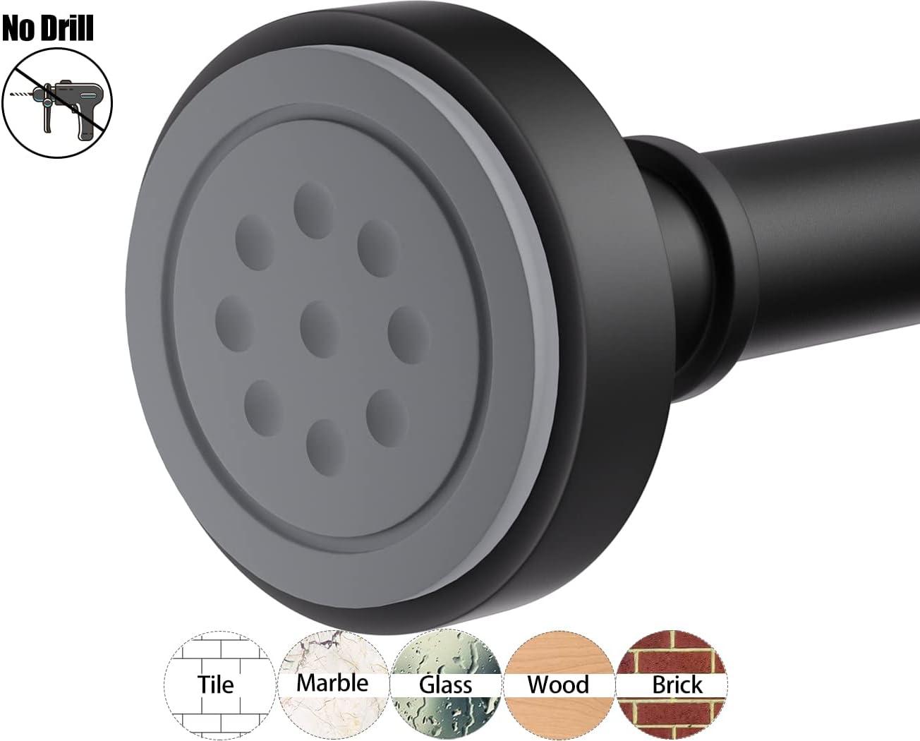 BloomFlower Chrome Shower Rod with 12 Hooks, Adjustable 43-72 inches,Rust Resistance,Tension Metal Rod,No Drill,Silver