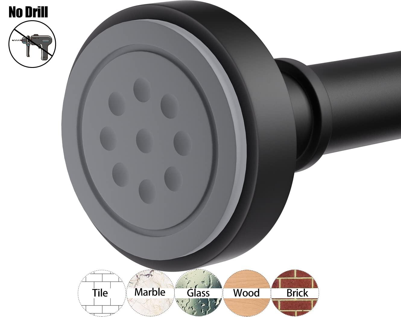 BloomFlower Chrome Shower Rod with 12 Hooks, Adjustable 43-72 inches,Rust Resistance,Tension Metal Rod,No Drill,Silver