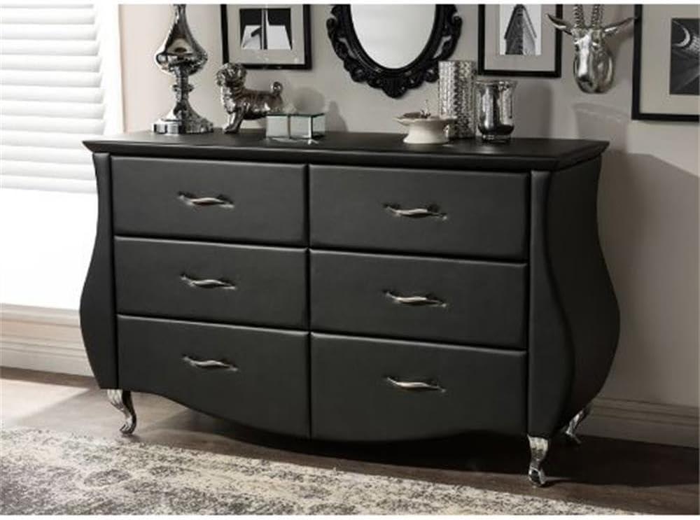 Enzo Modern and Contemporary Faux Leather 6 Drawer Dresser - Baxton Studio