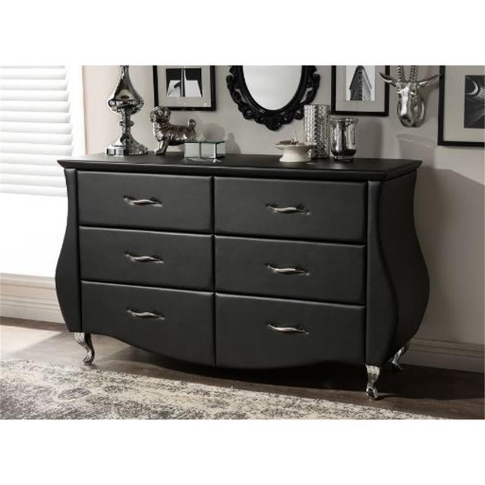 Enzo Modern and Contemporary Faux Leather 6 Drawer Dresser - Baxton Studio