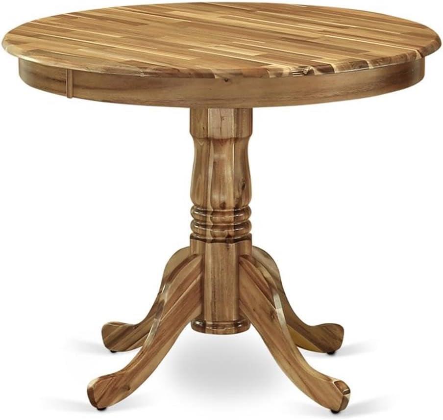 East West Furniture Antique Round Acacia Wood Dining Table in Natural