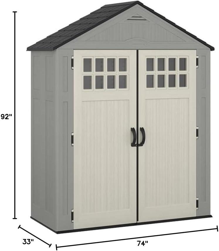 Everett 6' x 3' Beige and Gray Resin Storage Shed with Windows