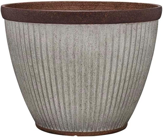 Westlake 10" Rustic Galvanized Resin Round Planter for Indoor/Outdoor