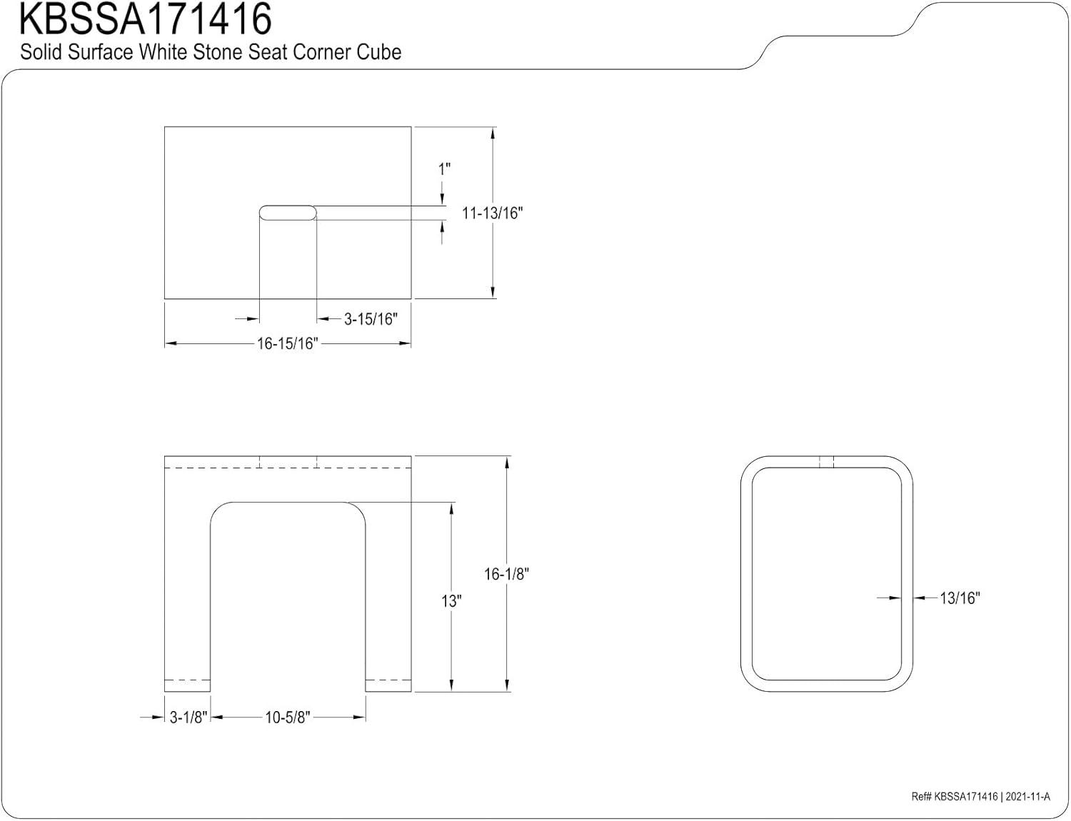 Matte White Solid Surface Rectangular Shower Stool