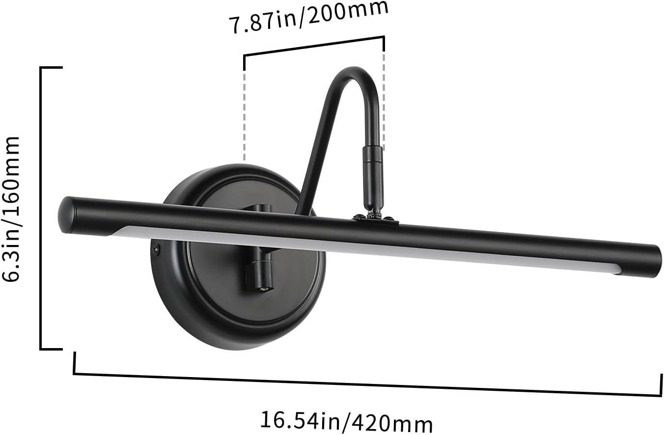 Matte Black Adjustable LED Picture Light with Swing Arm