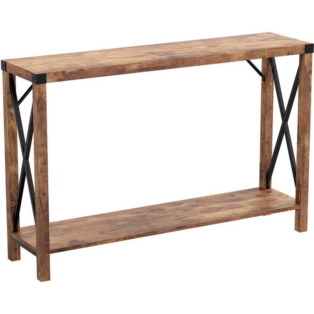 Safdie & Co. 46"L 1-Shelf Metal Sides Console Table in Brown Reclaimed Wood