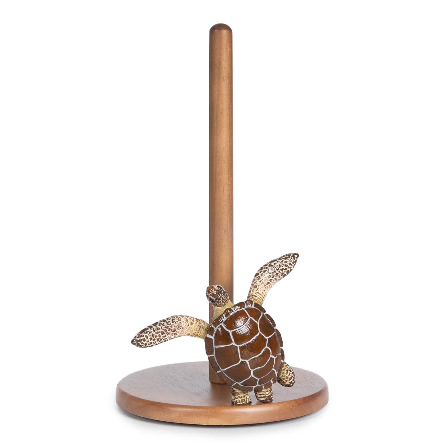 Turtle Paper Towel Holder - Decorative Paper Towel Holders Wooden Cute Decor Sea Turtle Gifts for Women Wood Kitchen Countertop Stand Unique Funny Animal Coastal Ocean Beach House Home Beachy