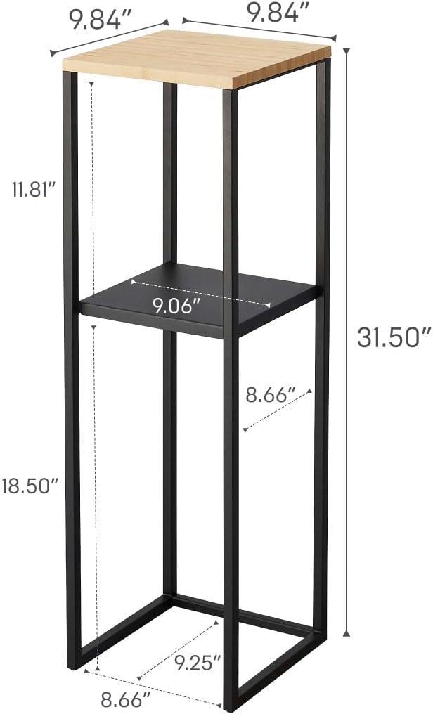Yamazaki Home Two-Tier Display and Storage Shelf, Black, Steel + Wood