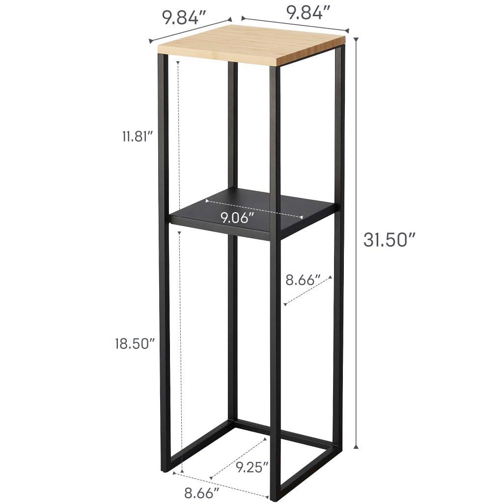 Yamazaki Home Two-Tier Display and Storage Shelf, Black, Steel + Wood