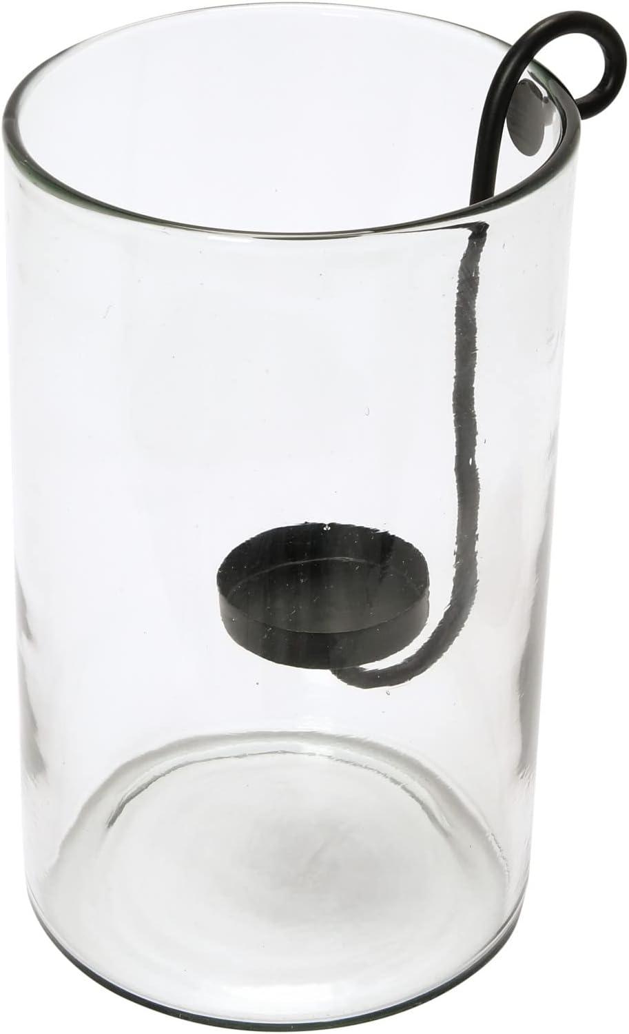 Farmhouse Glass Hurricane with Black Metal Holder