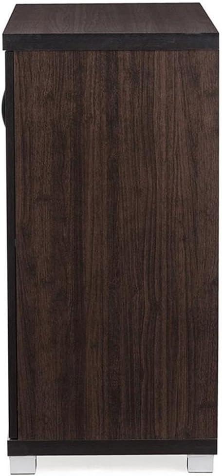 Zentra Modern and Contemporary Sideboard Storage Cabinet with Glass Doors - Dark Brown - Baxton Studio