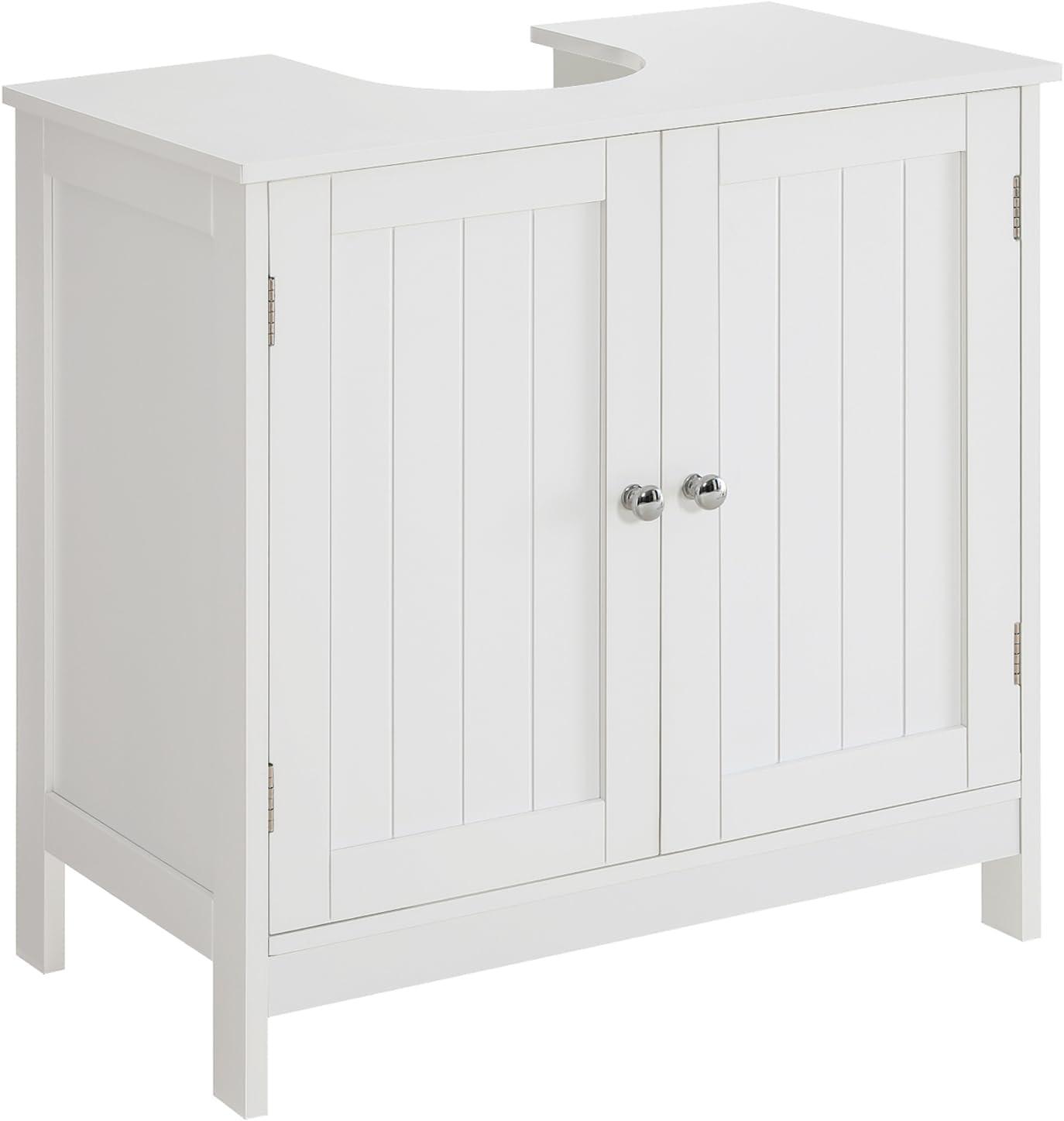 FCH Pedestal Sink, Storage Cabinets with Two Doors and Adjustable Shelves Under Sink Organizer Bathroom Vanity Storage White