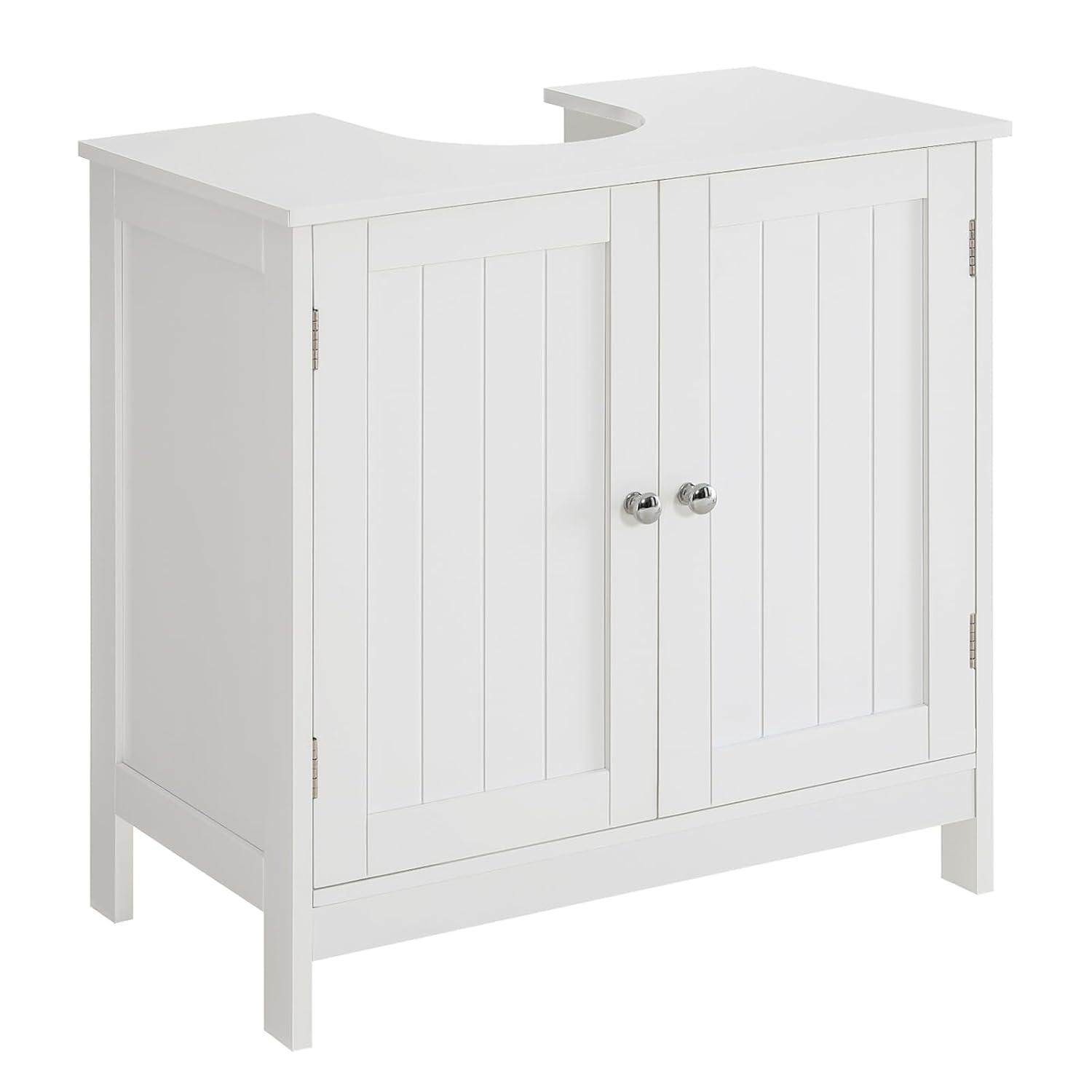 FCH Pedestal Sink, Storage Cabinets with Two Doors and Adjustable Shelves Under Sink Organizer Bathroom Vanity Storage White