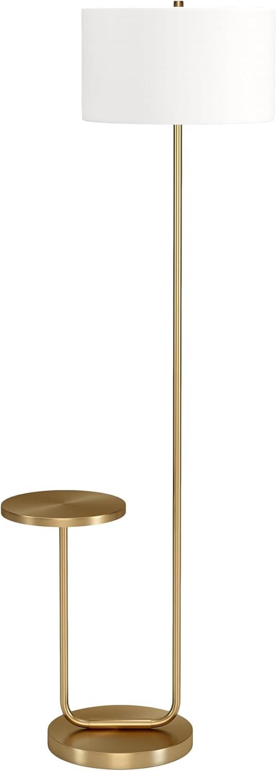 Jacinta Brass & White Modern Floor Lamp with Tray Table
