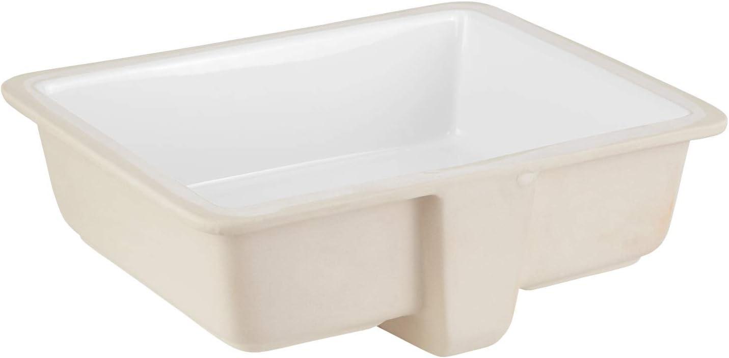 Destin White Rectangular Ceramic Undermount Bathroom Sink