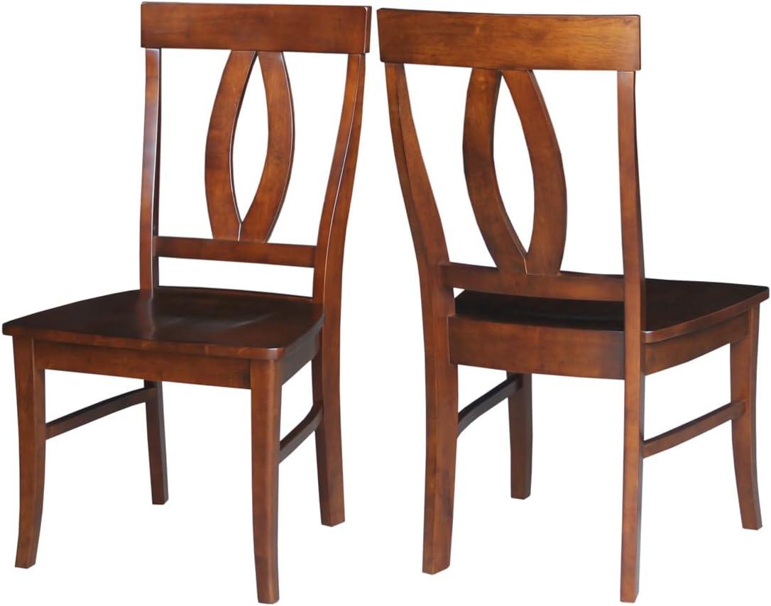 International Concepts Set of 2 Cosmo Verona Splat Back Chairs Espresso: Hardwood Frame, 250lb Capacity