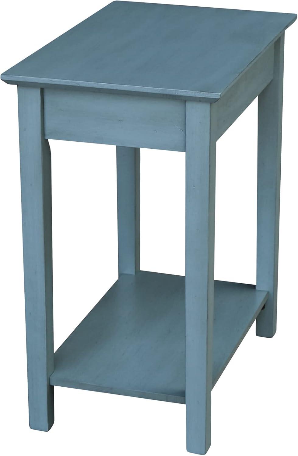 Ocean Blue Traditional Elegant Solid Parawood End Table with Storage