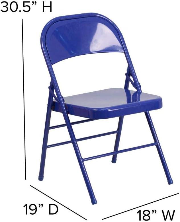 Flash Furniture 2 Pack HERCULES COLORBURST Series Cobalt Blue Triple Braced & Double Hinged Metal Folding Chair