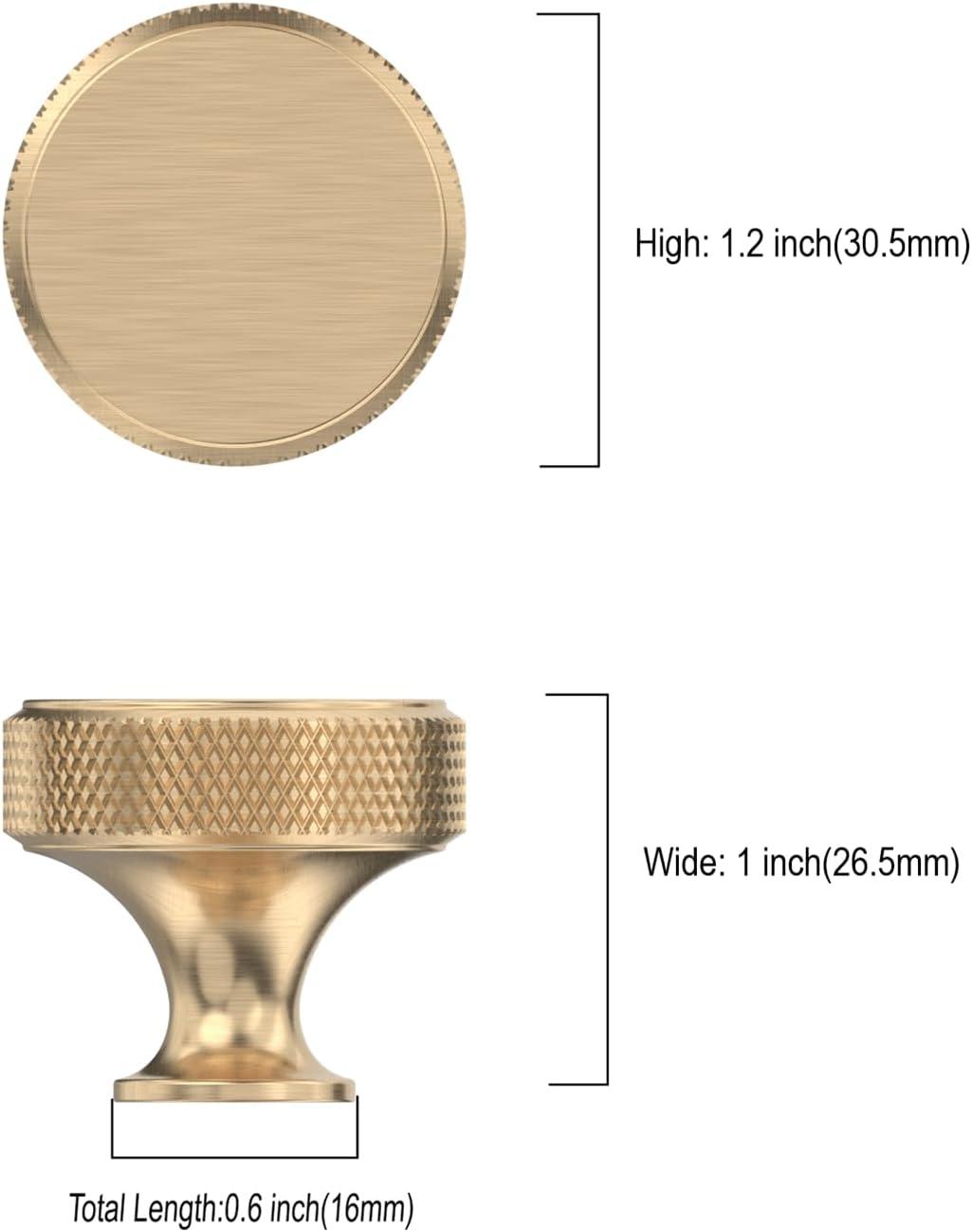 10-Pack Brushed Gold Round Knurled Cabinet Knobs