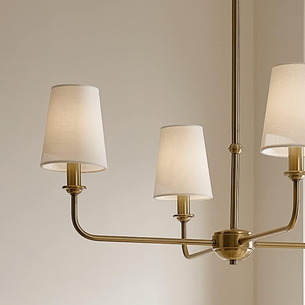 Brushed Brass 4-Light Mini Chandelier with Fabric Shades