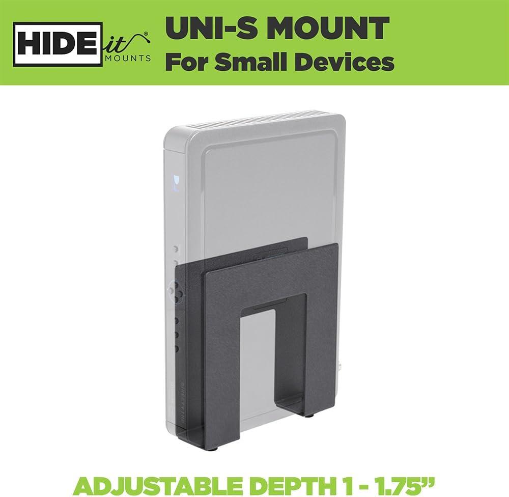 HIDEit Mounts HIDEit Uni-S | Adjustable Small Electronics, Cable Box Mount + Small Computer Mount
