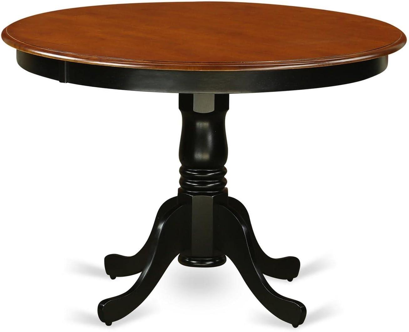 East West Furniture Hartland Round Wood Dining Table in Black/Cherry