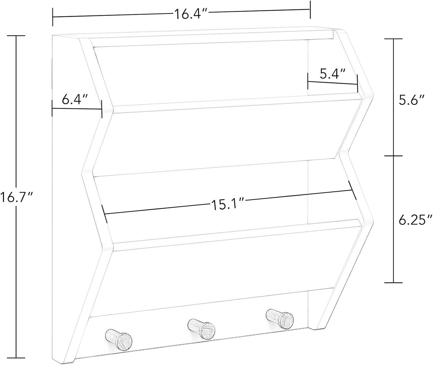 RiverRidge Kids' CatchAll Wall Bookshelf with 2 Toy Storage Cubbies and 3 Wooden Hooks White