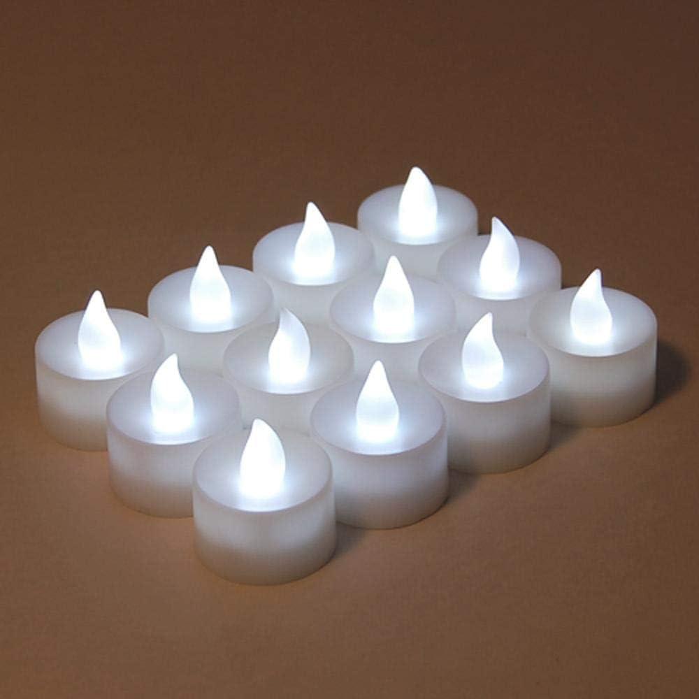 LumaBase Battery Operated Tea Light Candles - Set of 12 (Cool White)