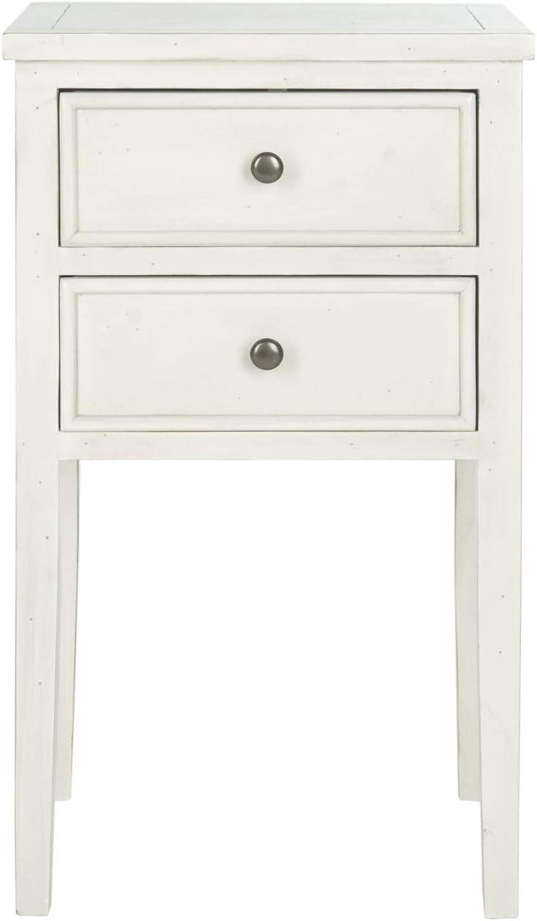 Toby Accent Table With Storage Drawers - AMH6625D - White Birch - Safavieh Couture