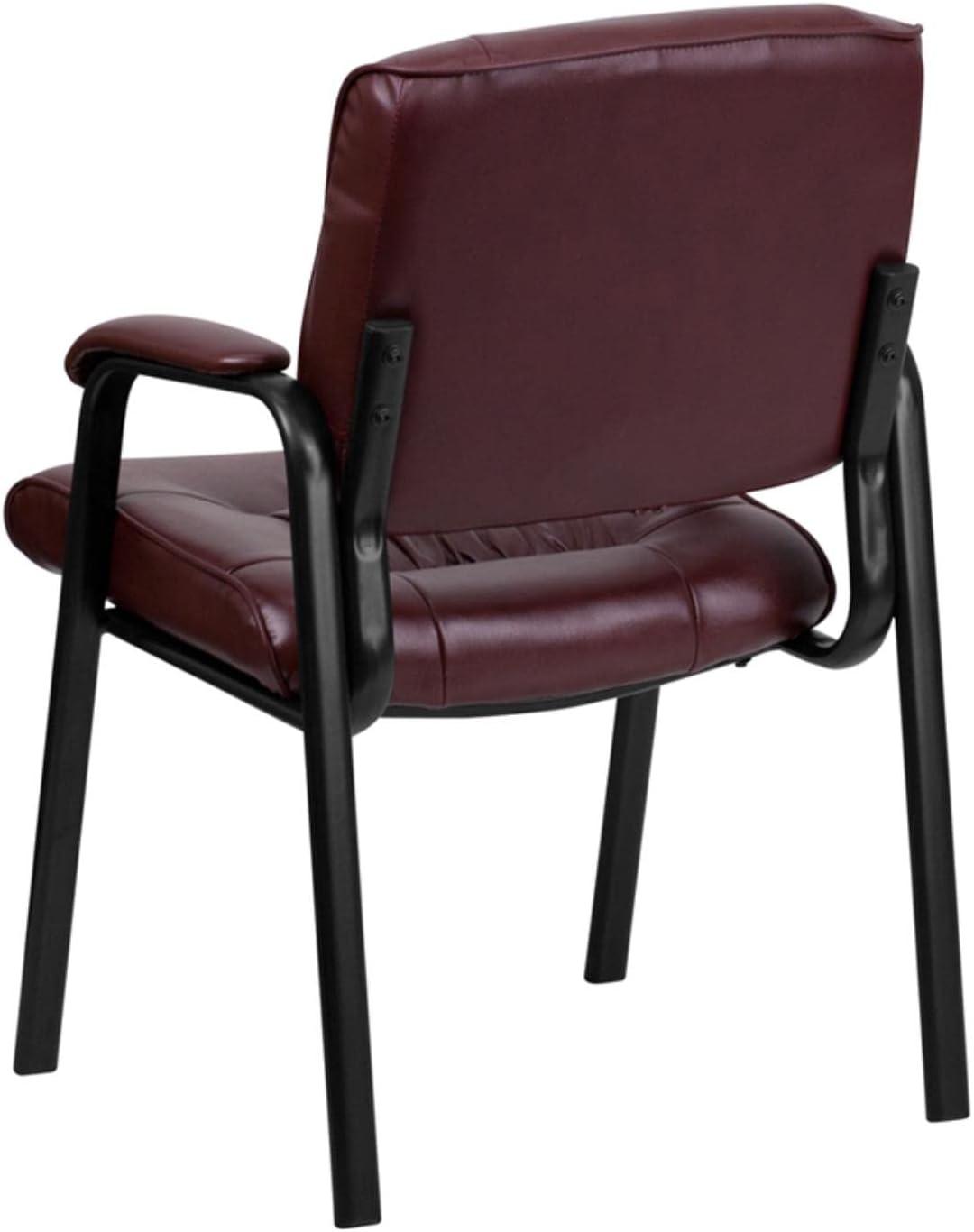 Flash Furniture Burgundy LeatherSoft Executive Side Reception Chair with Black Metal Frame