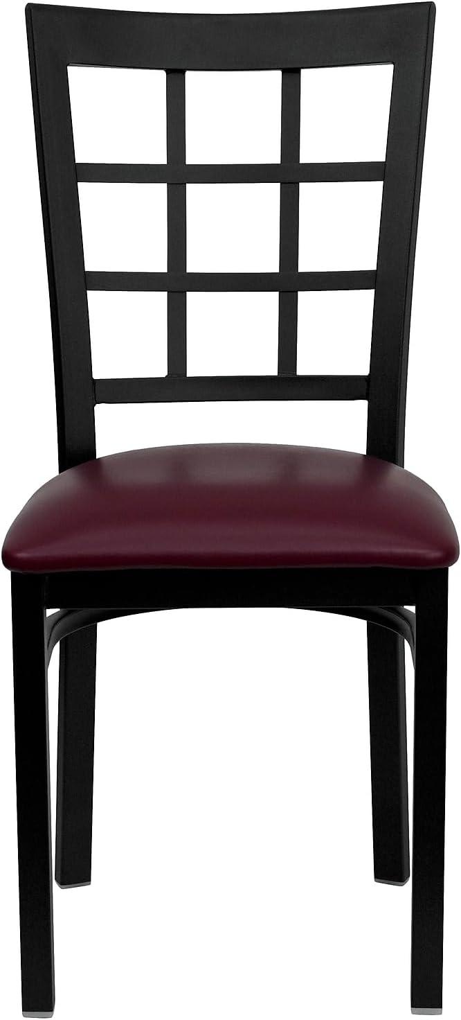 Flash Furniture 2 Pack HERCULES Series Black Window Back Metal Restaurant Chair - Burgundy Vinyl Seat