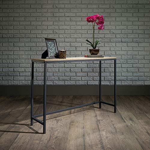 Charter Oak and Black Metal Slim Entryway Table with Storage