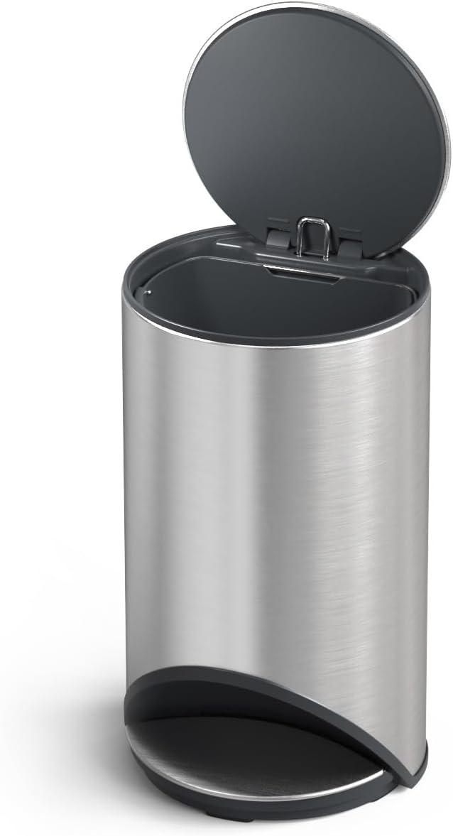 Stainless Steel 10L Slimline Pedal Trash Can with Soft-Close Lid