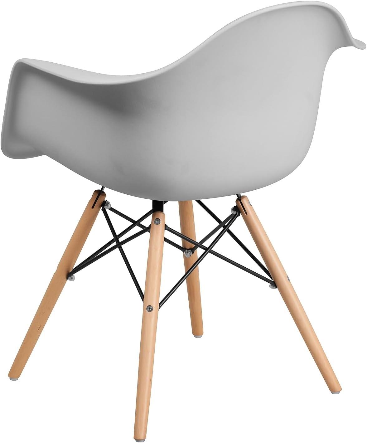 Flash Furniture Alonza Series White Plastic Chair with Wooden Legs