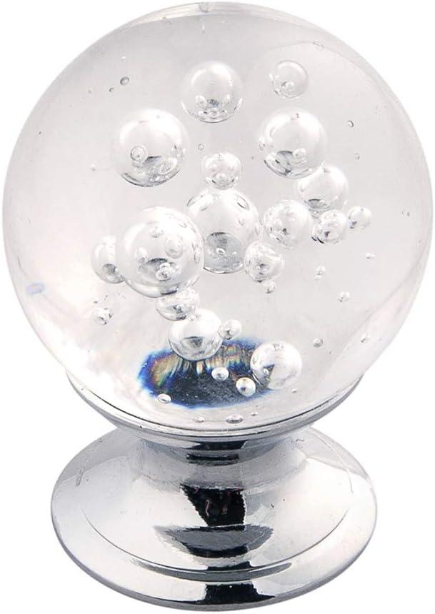 Crystal Knob 1-1/4 Inch Diameter Glass with Chrome Finish