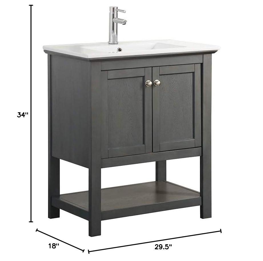 Manchester 30" Freestanding Single Sink Bathroom Vanity with Integrated Sink (Faucet Not Included)