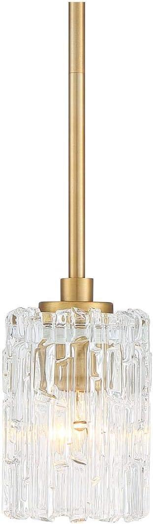 Warm Brass Mini Pendant Light with Prismatic Glass Shade