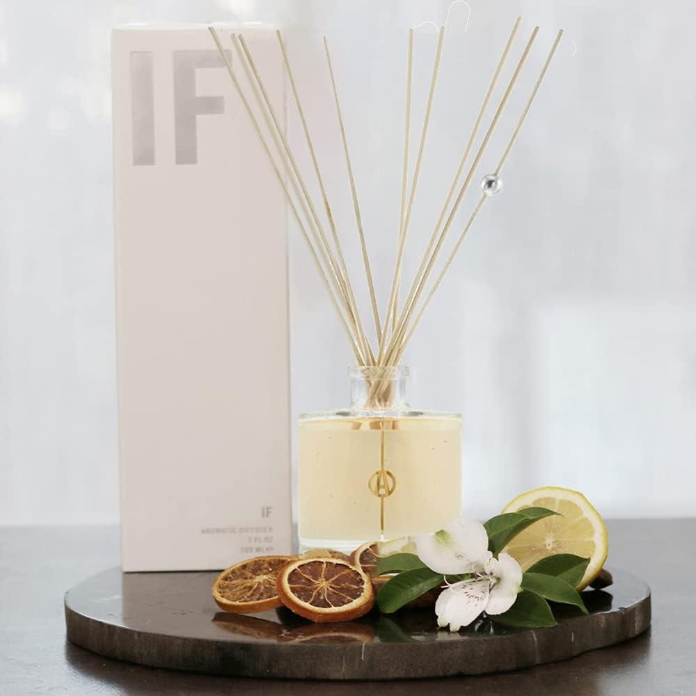 IF Aromatic Diffuser | Modern White Floral & Citrus | Premium Essential Oils | Up to 12 Months | 7 oz | 200 ml | Small Batches for Luxury Quality in Elegant Glass Bottle