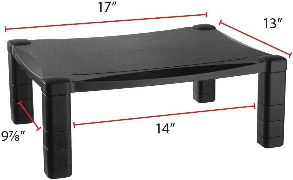 Kantek Single Level Height-Adjustable Stand 17 x 13 1/4 x 3 to 6 1/2 Black MS400