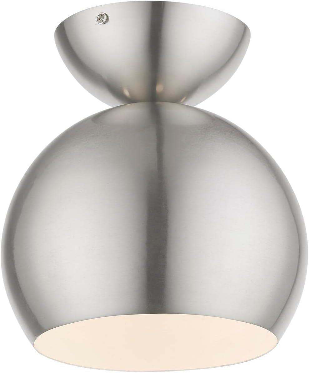 Livex Lighting Stockton 1 - Light Semi-Flush Mount in  Brushed Nickel/Polished Chrome