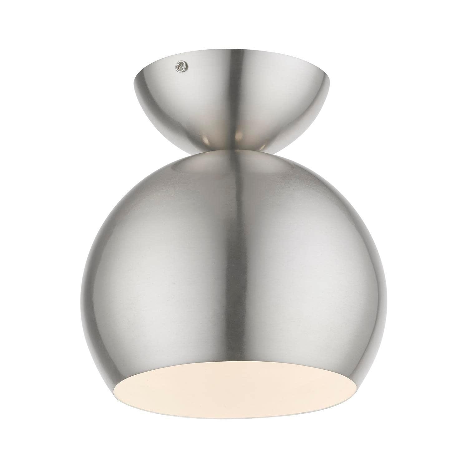 Livex Lighting Stockton 1 - Light Semi-Flush Mount in  Brushed Nickel/Polished Chrome