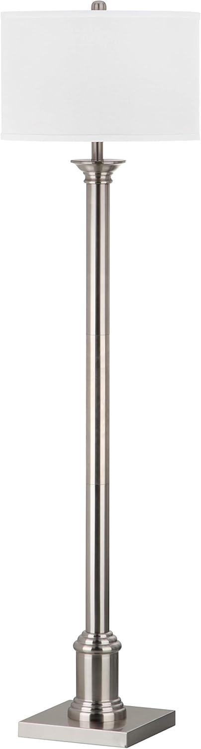 Livia 60" Nickel Floor Lamp with White Cotton Shade