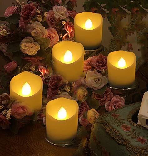 12 Pcs Flameless LED Tea Light Candles Warm Yellow Flickering Bright Tealights Electric