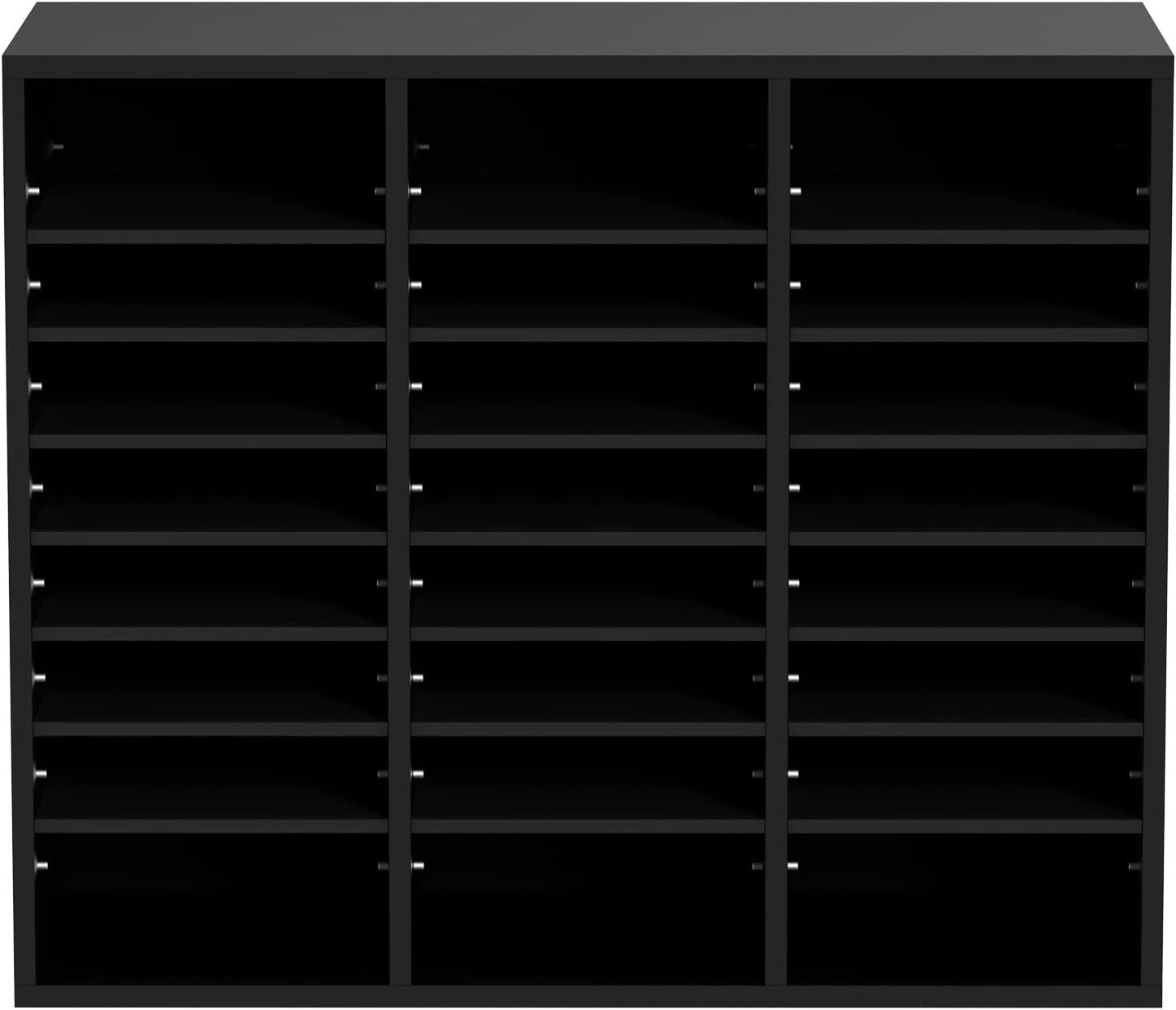 24 Compartments Office Mailbox with Adjustable Shelves, Wood Literature Sorter