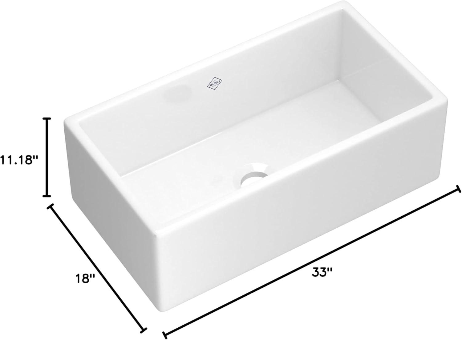 Shaws MS3318WH Shaker 33" Single Bowl Farmhouse Apron Front Fireclay Kitchen Sink