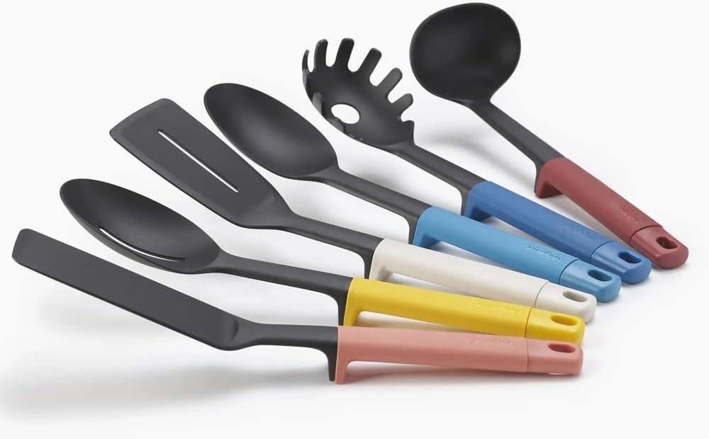 Joseph Joseph Elevate 6pc Stainless Steel Carousel Utensil Set: Silicone & Nylon Kitchen Utensils, Dishwasher-Safe