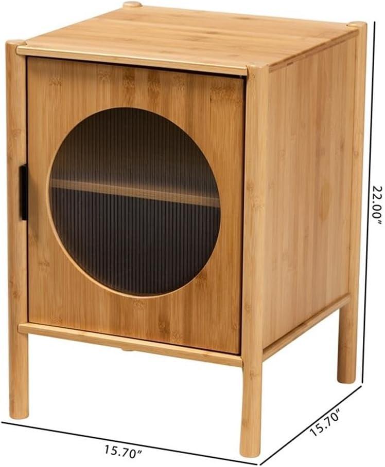 Naresh Bamboo Wood 1 Door End Table Natural Brown - Baxton Studio